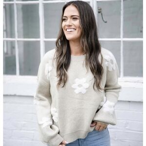 Floral Beige Sweater